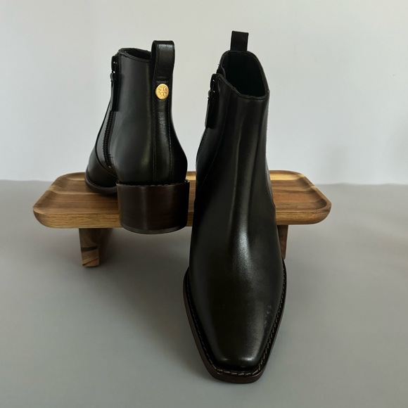 Tori Burch Zip Booties, Black Ankle Boots, Size 6 - Picture 2 of 16